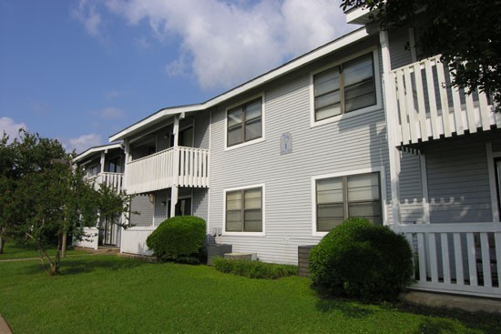 Pier Landing Apartments up close view of apartment buildings with balconies